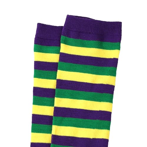 Image of DOOVID Casual Knee High Socks for Women Tube Socks Elasticity Athletic Socks Thin Stripe Knee High Stockings