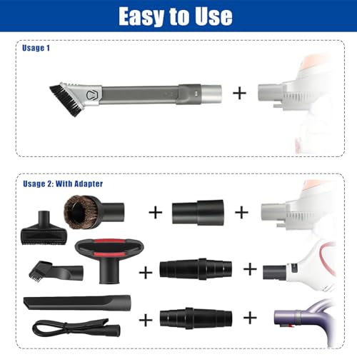 Image of Alrens 12PCS Vacuum Attachments for Shark NV752 NV751 NV650 NV680 NV800 & Rocket HV320 HV300, Vacuum Accessories with 2-in-1 Crevice Tool and 3PCS Vacuum Extension Wands