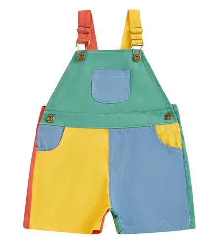 TheFound Toddler Boy Girl Romper Overall Shorts Contrast Color Suspender Romper Adjustble Shoulder Strap Newborn Baby Clothes (Green 12-18 Months)