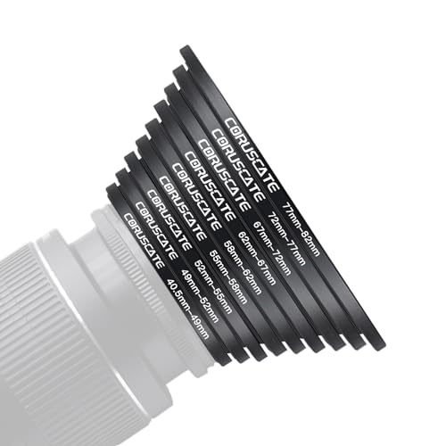 9Pcs Filter Ring Adapter Set,Camera Lens Filter Metal Stepping Rings Compatible All Brands UV ND CPL (40.5-49mm,49-52mm,52-55mm,55-58mm,58-62mm,62-67mm,67-72mm,72-77mm,77-82mm)