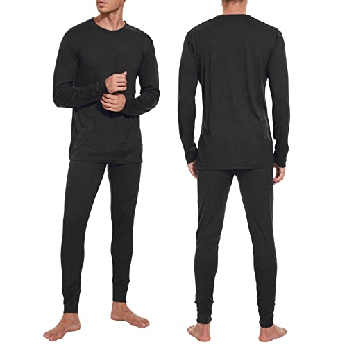 Merinnovation Merino Wool Base Layer Set For Men 100% Merino Wool Thermal Underwear Lightweight Long Sleeve #TOP4