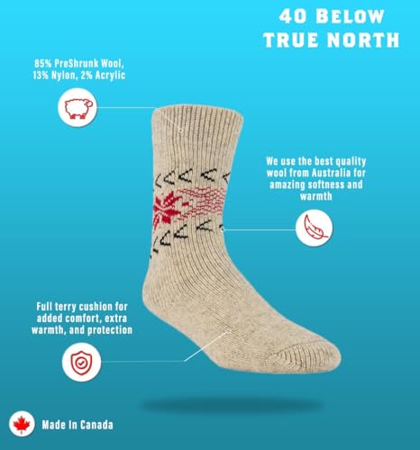 J.B. Field's Icelandic Men's -40 Below "True North" Thermal Winter Socks (2PK)2
