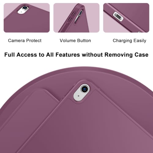 Image of ToaPoia Case for iPad (A16) 11 Inch 2025 /iPad 10th Generation 10.9 Inch 2022, Slim Trifold Stand Protective Cover with Pencil Holder and Soft TPU Back,Support Auto Sleep /Wake (Plum)