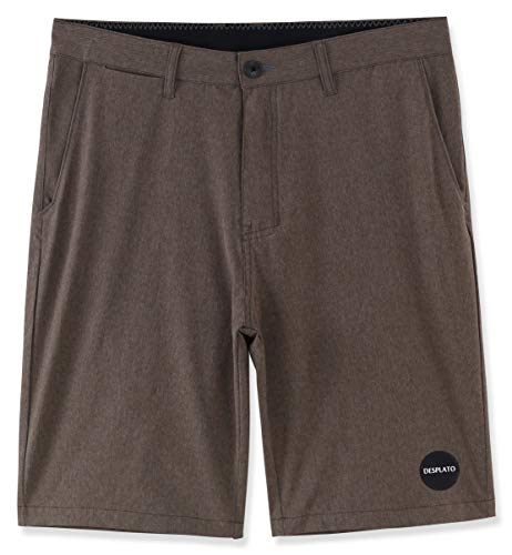 DESPLATO Mens Casual 4way Stretch Submersible Hybrid Active Sports Chino Shorts Army Heather 34