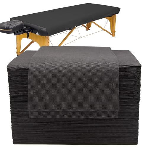 Tvvcalk Lot de 50 Drap Jetable Table Massage, Drap de Massage Jetable Noir, Draps Jetables Pour Massage Spa Beauté, Drap Non Tissé, Drap de Lit Jetable Anti...