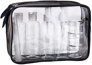 MOCOCITO Toiletry Bag Women & Men | Clear Toiletry Bag |Toiletry Bag Set with 8 Bottles(max.3.4oz/100ml) 1 Flight Security Liquid Bag(20cm x 20cm) Approved by EU & UK Hand Luggage Regulations