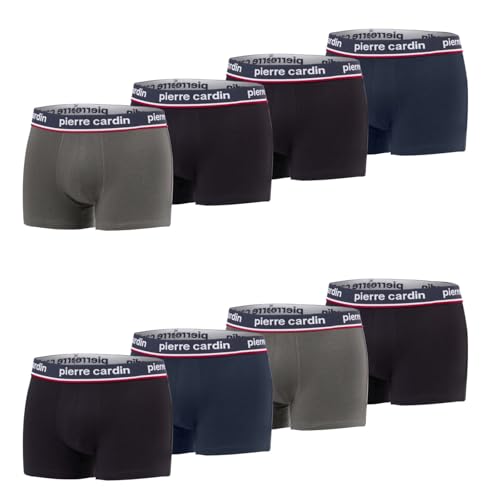 Pierre Cardin Underwear Boxer Homme Coton, Caleçon Homme Naturel et Hypoallergénique (Lot de 8), Taille XL - Gris/Blanc/Rouge/Bleu/Noir