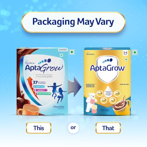 Image of AptaGrow Milk Drink Powder For Kid S Height Gain,Immunity & Brain Development,Nutritious & Tasty Chocolate Flavor,400 G|37 Nutrients|Prebiotics|Low Fat|Veg,1 Count,13 Servings