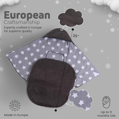 Image of Car Seat Blankets for Babies Winter - Stroller Footmuff Carseat Cover Baby 5 Point Harness - Swaddle Bunting Bag (Grey)
