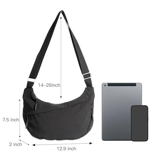 Small Nylon Crossbody Bag,Lightweight Sling Crescent Bag with Adjustable Strap,YKK Zippers,Women Hobo Shoulder Purse4