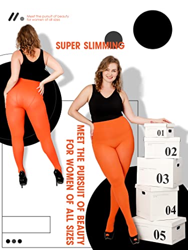 Image of DancMolly Plus Size Tights for Women, Control Top Semi Opaque Nylon Pantyhose High Waist