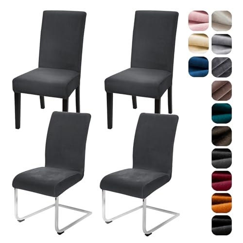 Alishomtll Stretch Samt Stuhlhussen 4er/6er Set Velvet/Velour Stuhlbezug Schwingstuhl Elastische Hussen Waschbarer Stühle Schutz für Küche Restaurant Hotel Bankett Hochzeit (Dunkelgrau, 4 Stück) Alishomtll Stretch Samt Stuhlhussen 4er/6er Set Velvet/Velour Stuhlbezug Schwingstuhl Elastische Hussen Waschbarer Stühle Schutz für Küche Restaurant Hotel Bankett Hochzeit (Dunkelgrau, 4 Stück)