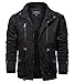 KEFITEVD Winterjacke Herren Fleece Gefüttert Bomberjacke mit Abnehmbarer Kapuze Winter Jacke Männer Fliegerjacke Warme Herrenjacke mit Vielen Taschen Schwarz XL