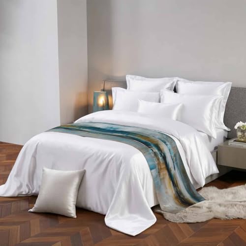 ZFUNCING Abstract Mottled Turquoise Green Gray Art Bed Runners for Bedroom Hotel,Decorative Bedding Scarf Retro Painting Bed End Blanket Bedding Runner Scarves for Full Size Bed,83x20in by ZFUNCING - Used condition - Image 2