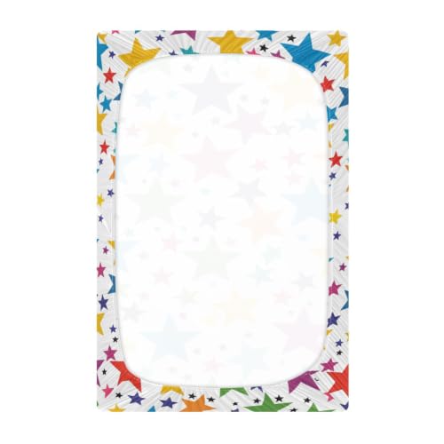 Image of Crib Sheet Breathable Soft Crib Mattress Sheet for Baby Toddler Boys Girls Fitted Crib Sheet Fit Standard Crib Mattress 52 x 28 Inch Minimal Rainbow Star