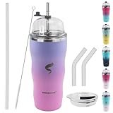 SIMPLE DRINK 20Oz Insulated Tumbler With Straw And Lid,Stainless Steel Straws for Tumbler,Double Wall Vacuum Travel Mug,Spill Proof Tumble, Travel Cup for Iced Coffee,Pink Tumbler