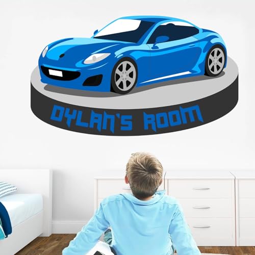 Vinilo Decorativo Personalizable para Pared con Auto Azul
