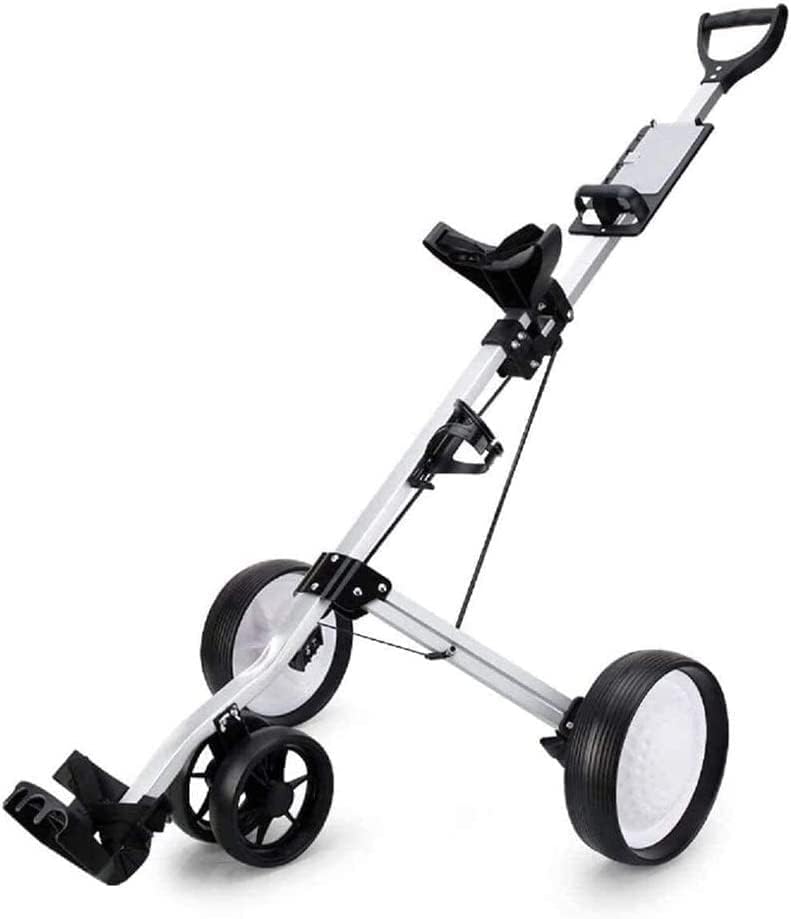Golf Trolly Golf Trolley 4-Wheel, Golf Push Cart with Kettle Stand Scoreboard Golf Cart Light Trolley, Easy Carry and Fold Golf Pull Trolley
