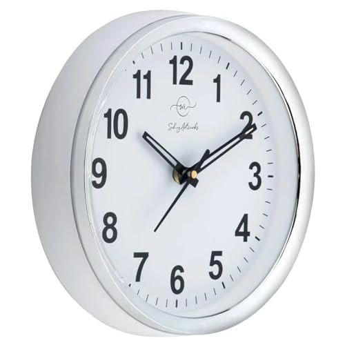 Image of Sehaz Artworks Wall Clock for Living Room Stylish | Clock for Home | Wall Clock for Hall | Wall Watch for Living Room - Silver 20x20 cm