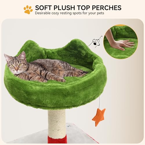Torre para gatos DWVO 54 pulgadas con perchas y postes rascadores miniatura 4