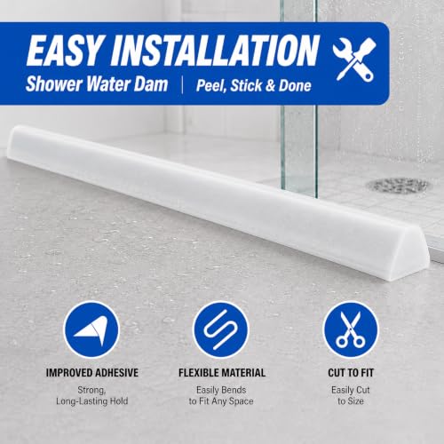 Image of 0.55in Transparent Shower Water Dam 39 Inch Mini Trapezoid | Dry and Wet Separation Door Dam Water Stopper Kitchen Shower Threshold Silicon Water Blocker