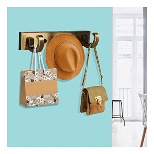Image of Sainath Metal 3 Pin Antique Brass Finish Cloth Hanger Wall Mounted Bathroom Cloth Hooks /Khunti, Wall /Door Hooks Rail for Hanging Keys, Cloths, Towel (Pack of 2)
