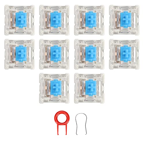 Interruptores de teclado mecânico azul Estrutura requintada Substituição DIY Material ABS 10 peças (