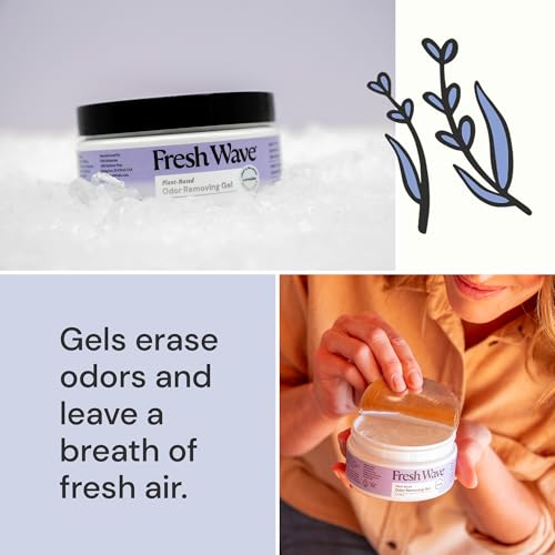fresh wave lavender odor removing gel 7 oz pack of 3 - safer odor absorbers for home natural plant-based odor eliminator every 7 oz lasts 15-30 days for cooking trash amp pets