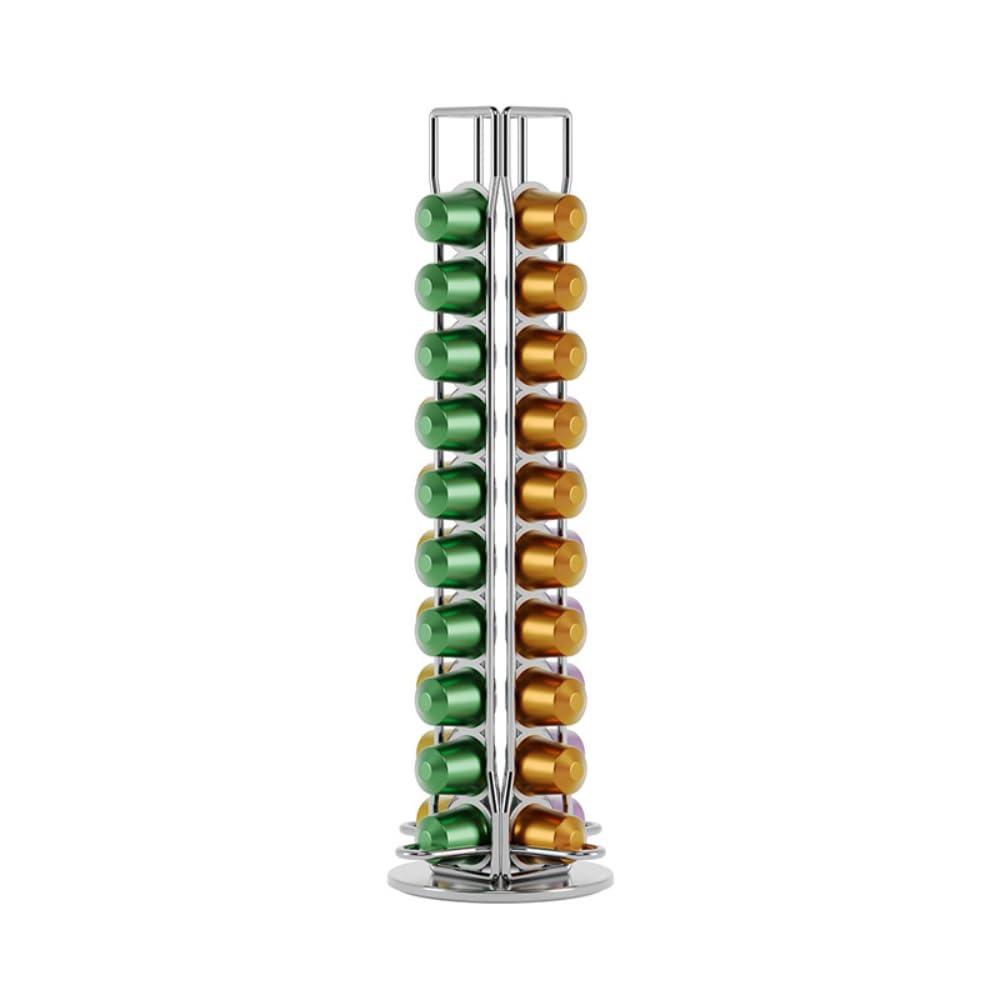 Coffee Pods Organizer Stand, 360° Rotating Metal Holder for 40pcs Nespresso OriginalLine Capsules, Capsule Rack, Compact & Sturdy Capsules Storage
