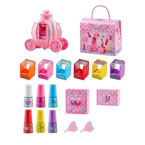 Girls Nail Kit, Water Based Washable, Quick Dry with Storage Box, Kids with Fun Colors, Beauty Supplies, Creative Manicure Set for Birthday Thanksgiving Home School Park Outdoor Use