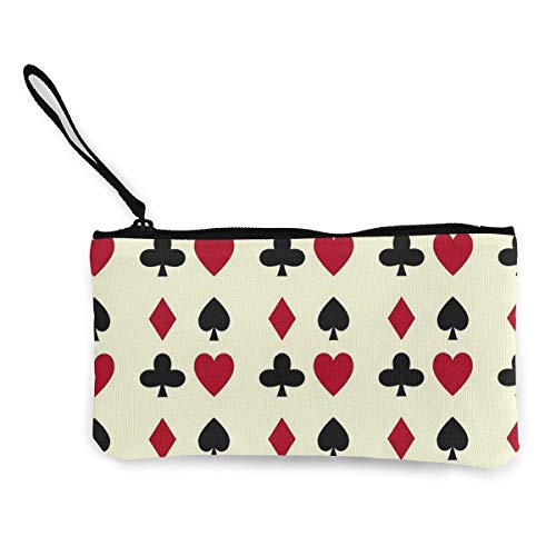 Preisvergleich Produktbild shibeili Poker Karten Casino Glücksspiel Männer und Frauen Verfügbare Mode Süße Persönlichkeit Leinwand Geldbörse Reißverschluss Mehrzweck Reise Kosmetik Handytasche mit Handgelenk Tasche, Brieftasche