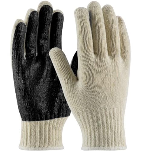 Gloves, Cotton/polyester Men's String Knit PVC Palm Coating, 7 Gauge, Color Natural, Size Medium (Pack of 12)