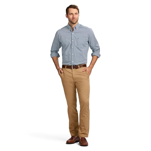 IZOD Men's American Chino Flat Front Straight Fit Pant, English Khaki, 32W x 29L4