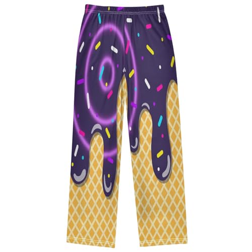 Boy's Pants Dark Purple Ice Cream Jogger Pants Elastic Waist Long Bottoms Trousers with Pockets 6-14 Years 7