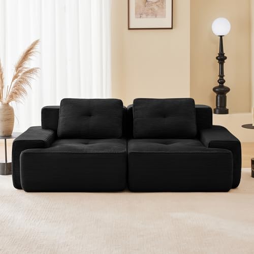Image of Corduroy Modular Sectional Sofa, Oversized Cloud Couches for Living Room