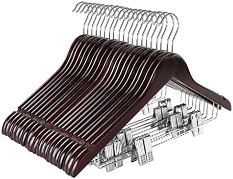 TOPIA HANGER Wooden Suit Hangers with Adjustable Metal Clips (20 Pack), Solid Wood Clothes Hangers, 360° Swivel Hook, Premium Retro Finish Pants Hangers for Clothes Coat, Jeans, Blouse- Cherry CT28M20