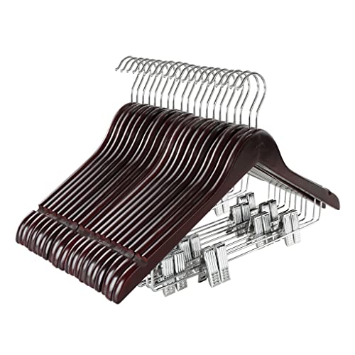 Topia Hanger Wooden Suit Hangers With Adjustable Metal Clips (20 Pack), Solid Wood Clothes Hangers, 360° Swivel Hook, Premium Retro Finish Pants Hangers For Clothes Coat, Jeans, Blouse- Cherry Ct28M20 #TOP2