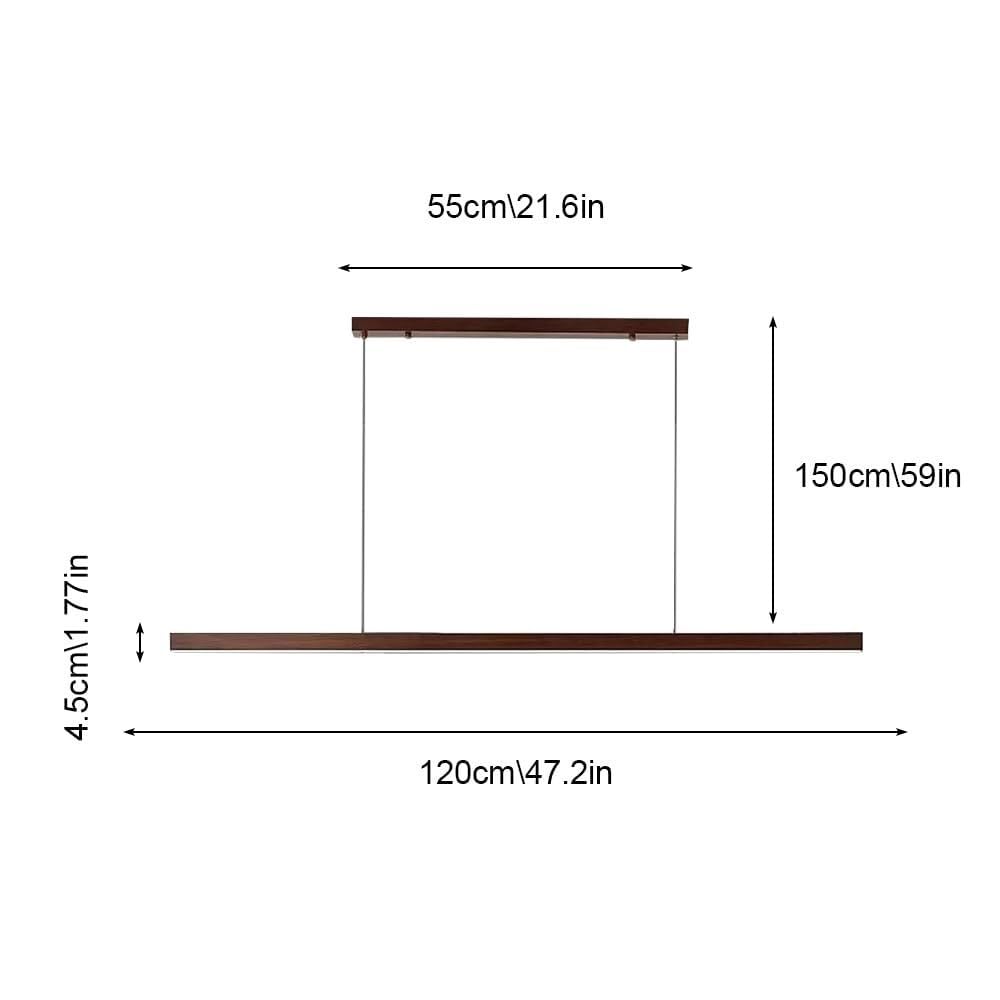 CUNTO LED Lampada a Sospensione in Legno Lampadario lineare Minimalista Lampada da soffitto Lampada a Sospensione a Striscia Lunga Lampadari Moderni per Tavolo da Pranzo Lampade a Sospensione per