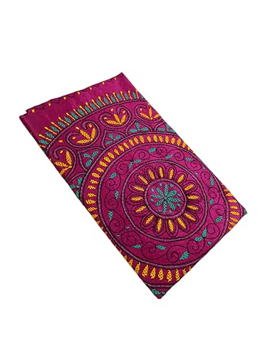 Image of SHRISTI CLOTHINGS Women's Hand Embroidered Cotton Silk Kantha Stitch Saree with Blouse Piece (SB420324 PURPLED16)