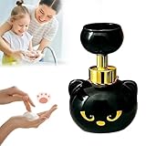 Dispensador de Jabón Espumoso para Manos en Forma de Pata de Gato, Bomba Recargable con Huella de Pata Negra, Botella Negra de Espuma - CREA Espuma con Diseño de Pata para Baño