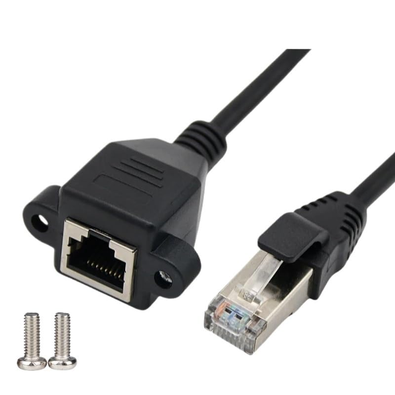8P8C FTP STP UTP RJ45 Cable Male to Female 1000M Speed Cat5 Cat6e Screw Panel Mount Ethernet LAN Network Extension Cable(0.5m)