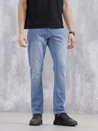 Image of WROGN Men's Cotton Stretch Jeans | Solid | Slim Fit | Mid Rise