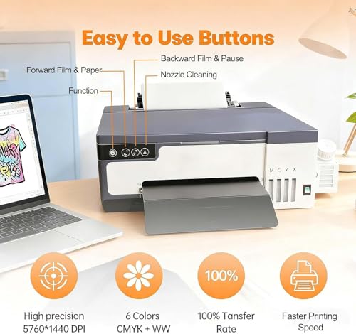 Image of A4 DTF Printer, XP600 Printhead DTF Transfer Printer Machine White Ink Mixing System & Anti-Clogging & Auto-Cleaning, High Speed Printing for T-Shirts & Fabrics (A4 Printer+Oven)