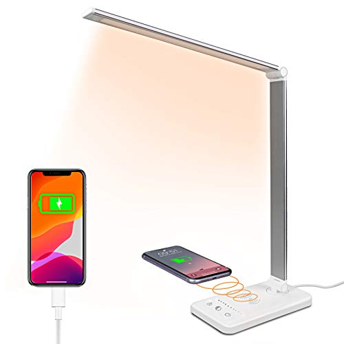 Buy LED Desk Lamp, Desk Light with USB Charging Port, Wireless Charger
