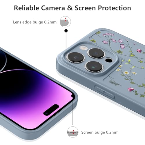 Image of RALEAVO Floral Case for iPhone 15 Pro Max,Cute Flowers Pattern Case,Gray | for iPhone 15 Pro Max Case with Cute Flower Branch Pattern Design,Pretty Case for Girls Women,Soft Silicone Shockproof Cover
