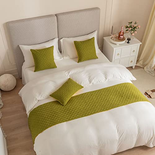 QFWMCW Hotel Bed Runner Bufanda 1 Pieza Color Sólido Terciopelo Suave Colchas Cobertores Patrón De Rombos Bufanda De Cama Decoración del Hogar Toalla De Cama Cubierta De Cama Mantas De Cama Cover