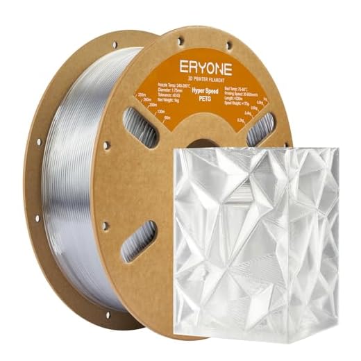 ERYONE Rapid PETG Filament 1.75mm +/- 0.03mm, High Speed 30-500mm/s 3D Printing Filament, Hyper Speed PETG Filament Fit Most FDM Printer, 1kg (2.2LBS) / Spool, Transparent