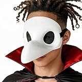 flashtoss Plague Doctor Bird Mask White Long Beak Mask Halloween Masquerade carnival mask Party Costume Accessory