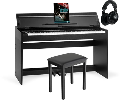 McGrey DP-18 SM Piano numérique - 88 touches dynamique de frappe - Clavier électronique avec USB, 128 sons, 600 styles rythm d'accompagnement - Set avec banc et casque - Noir mat