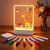 FitRepa Wiederaufladbare Leuchtendes Led Zeichenbrett für Kinder,Acryl Notiztafel mit Farben Led Zeichentafel mit 7 Farben Stift & ZeichenbläTter mit Geschichten,Kreatives Geschenk für Kinder(22x15cm)
